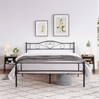 3-Pieces Bedroom Set with Black Platform Bed Frame and Nightstands Set of 2