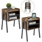 3-Pieces Bedroom Set with Black Platform Bed Frame and Nightstands Set of 2