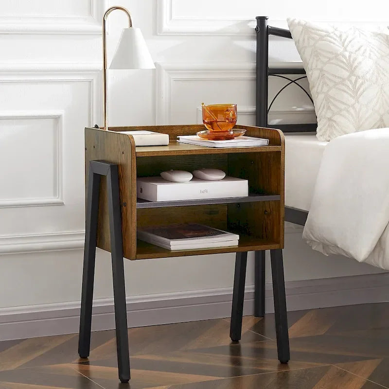 3-Pieces Bedroom Set with Black Platform Bed Frame and Nightstands Set of 2