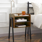 3-Pieces Bedroom Set with Black Platform Bed Frame and Nightstands Set of 2