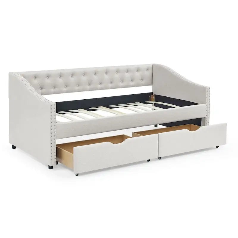 Daybed with Drawers Upholstered Tufted