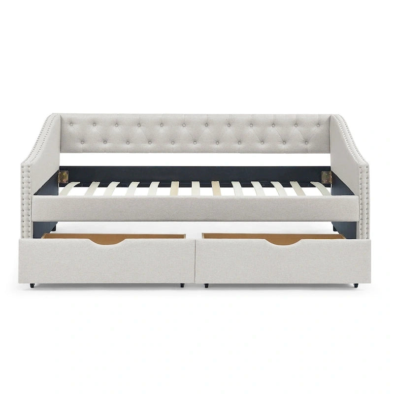 Daybed with Drawers Upholstered Tufted
