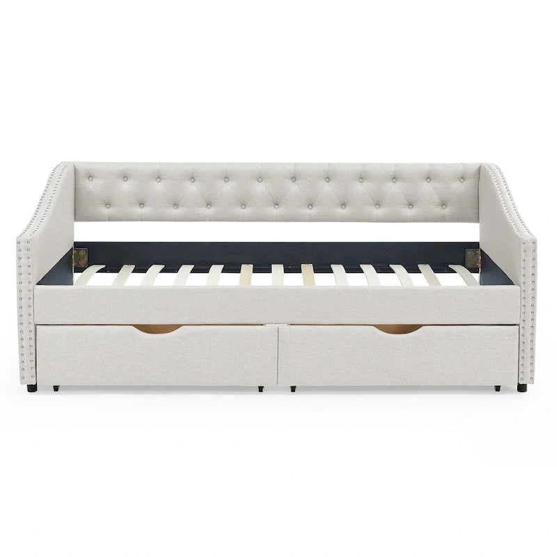 Daybed with Drawers Upholstered Tufted