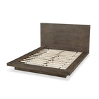 Nels Pine Wood Platform Queen Bed, Plinth Base, Distressed Brown