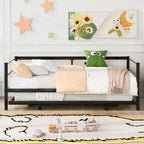 Metal Daybed with Adjustable Trundle, Pop Up Trundle