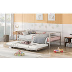 Metal Daybed with Adjustable Trundle, Pop Up Trundle