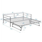 Metal Daybed with Adjustable Trundle, Pop Up Trundle