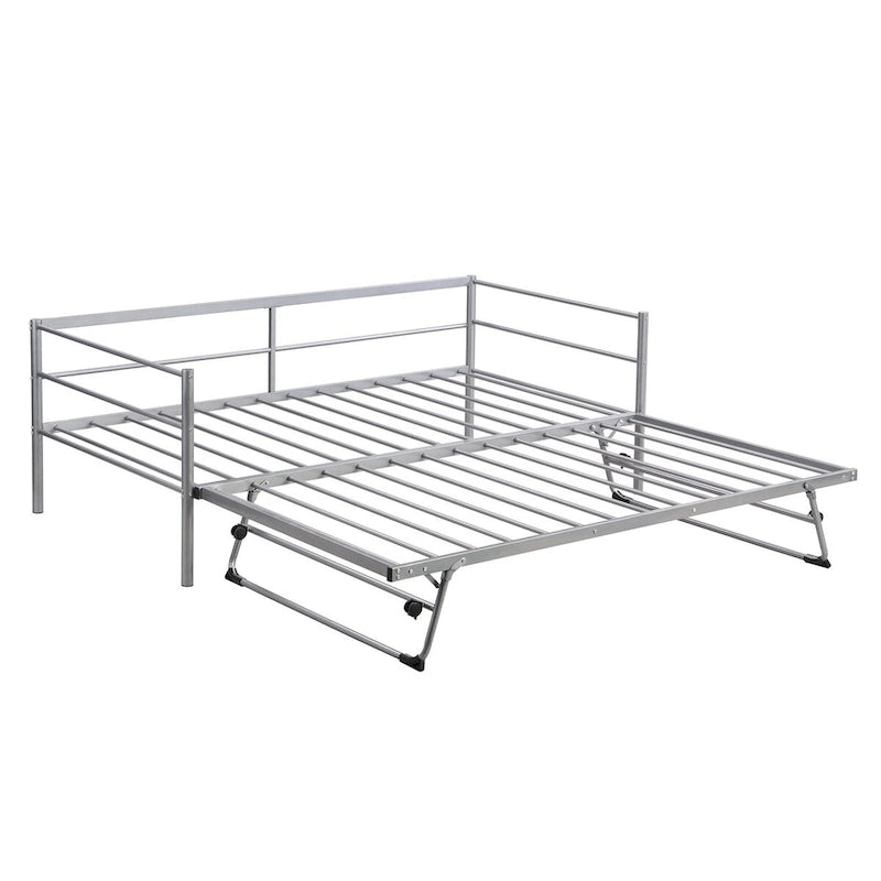 Metal Daybed with Adjustable Trundle, Pop Up Trundle