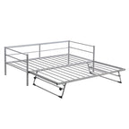 Metal Daybed with Adjustable Trundle, Pop Up Trundle