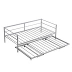 Metal Daybed with Adjustable Trundle, Pop Up Trundle