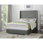Newell Gray Faux Leather Upholstered Tufted Bed