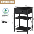 3 Tier Nightstand with Charge Station