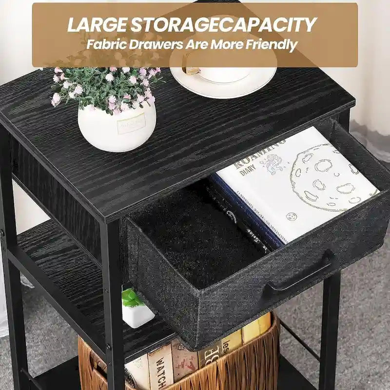 3 Tier Nightstand with Charge Station