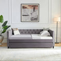Full Size Velvet Daybed Upholstered Sofa Bed With Wheels, Button And Copper Nail