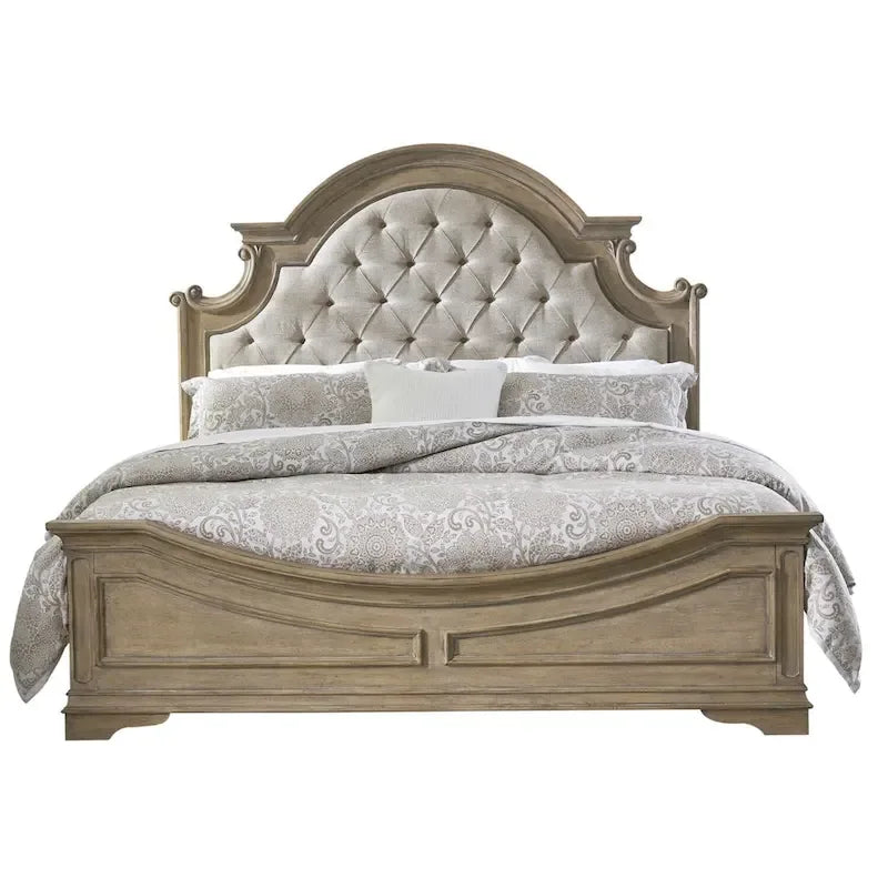 Magnolia Manor Upholstered Bed, and Dresser and Mirror Set