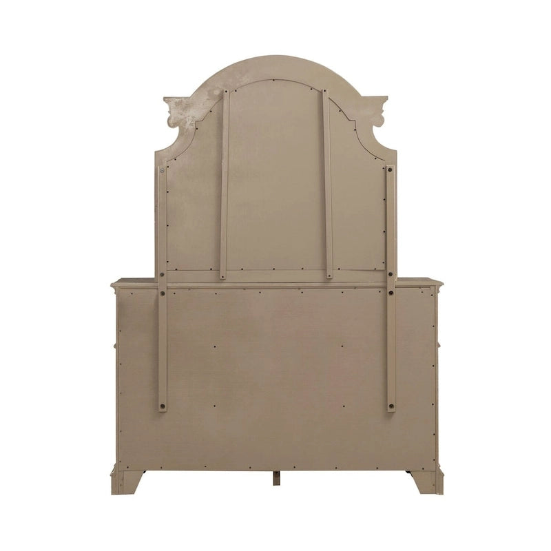 Magnolia Manor Upholstered Bed, and Dresser and Mirror Set