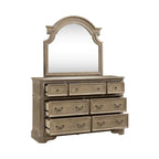 Magnolia Manor Upholstered Bed, and Dresser and Mirror Set