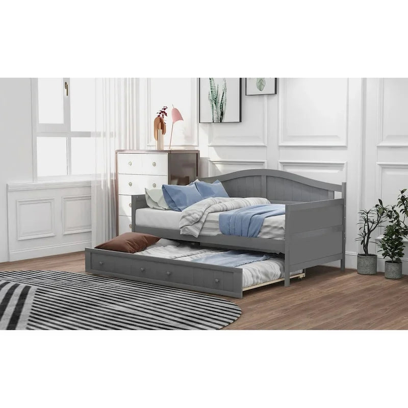 High-Quality Pine Twin Daybed with Trundle, Sofa Bed