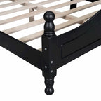 Full Size Wood Platform Bed Frame,Retro Style Platform Bed with Wooden Slat Support