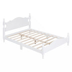 Full Size Wood Platform Bed Frame,Retro Style Platform Bed with Wooden Slat Support