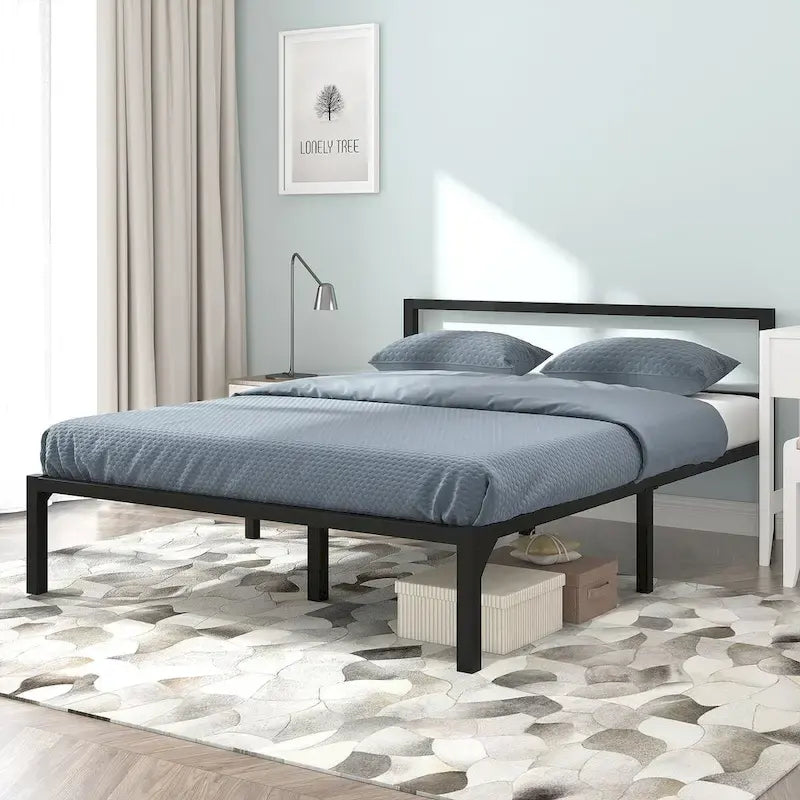 Metal Platform Bed Frame with Headboard
