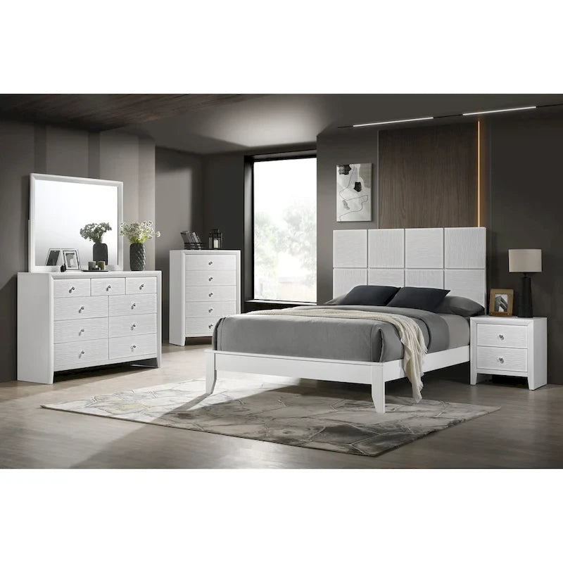 Sim 4 Piece White Panel Bedroom Set