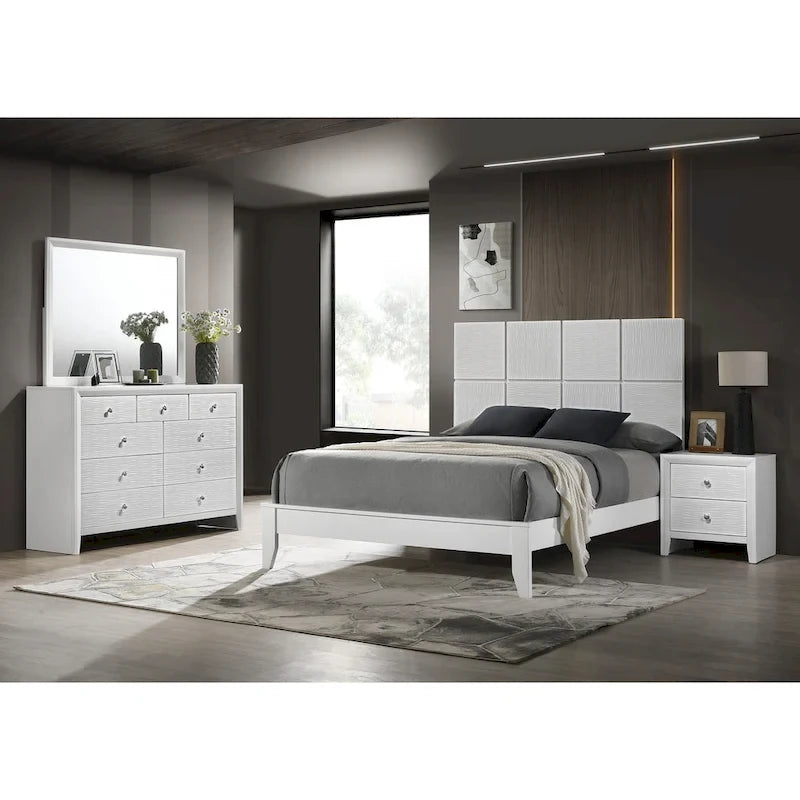 Sim 4 Piece White Panel Bedroom Set