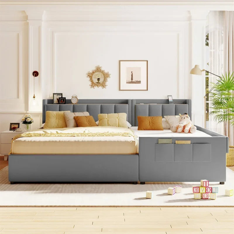 Queen Size and Twin XL Size Upholstered Platform Bed