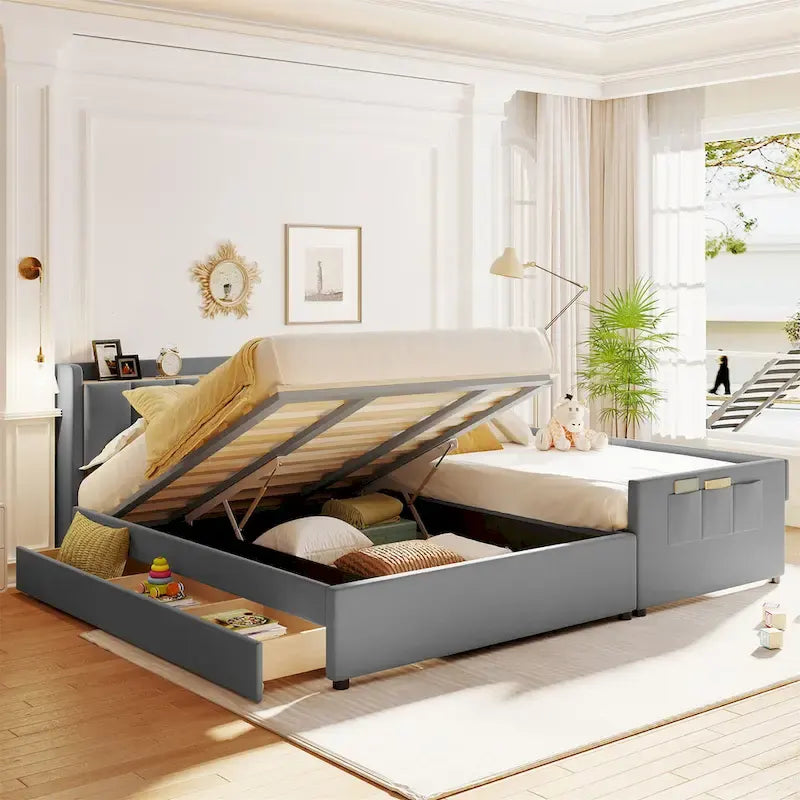 Queen Size and Twin XL Size Upholstered Platform Bed