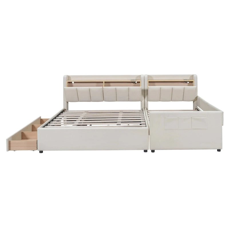 Queen Size and Twin XL Size Upholstered Platform Bed