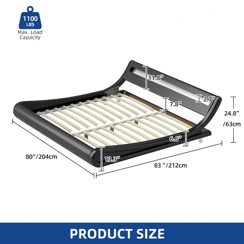 Moasis King Design Model PU Upholstered Led Bed Frame