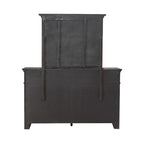 Paradise Valley Saddle Brown Upholstered Bed, Dresser and Mirror, & Nightstand