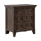 Paradise Valley Saddle Brown Upholstered Bed, Dresser and Mirror, & Nightstand