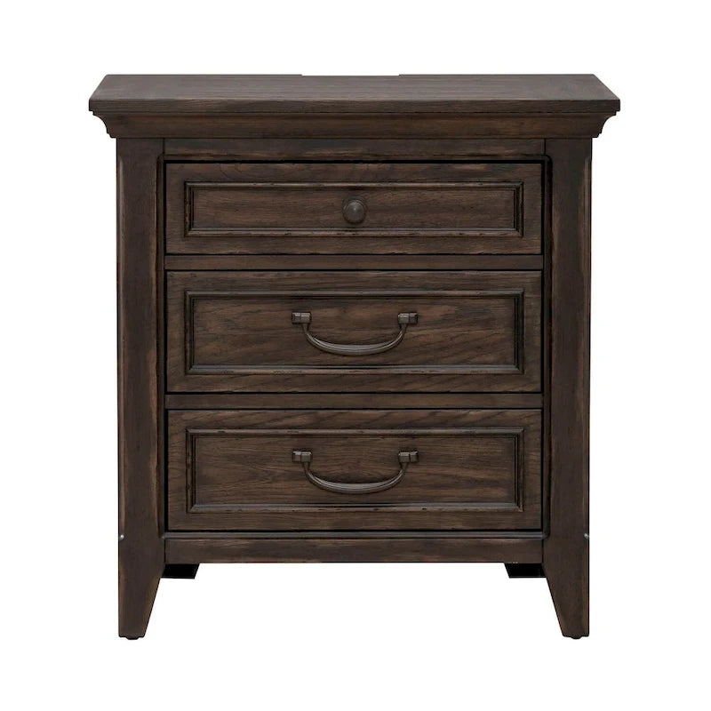 Paradise Valley Saddle Brown Upholstered Bed, Dresser and Mirror, & Nightstand