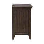 Paradise Valley Saddle Brown Upholstered Bed, Dresser and Mirror, & Nightstand