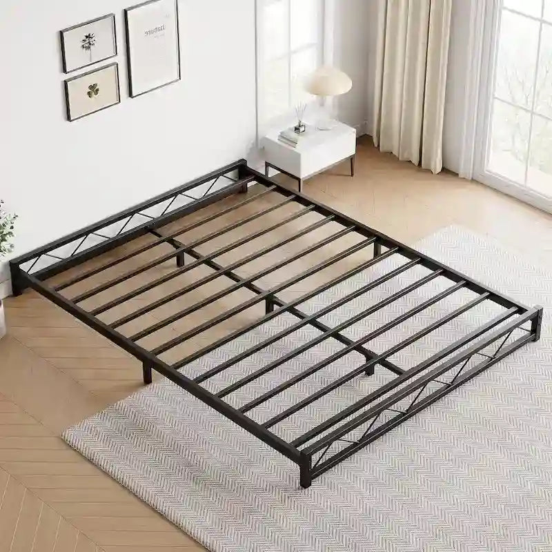 Durable Heavy Duty Metal Bed Frame with Steel Slat, Full Size