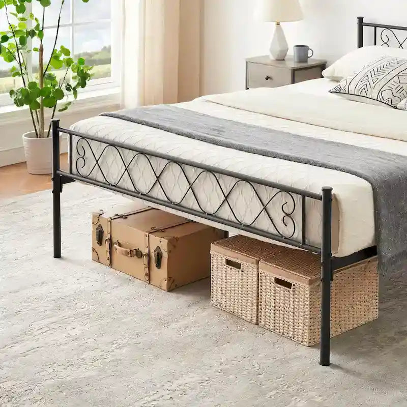 Platform Bed Frame with Iron-Art Sweet Heart