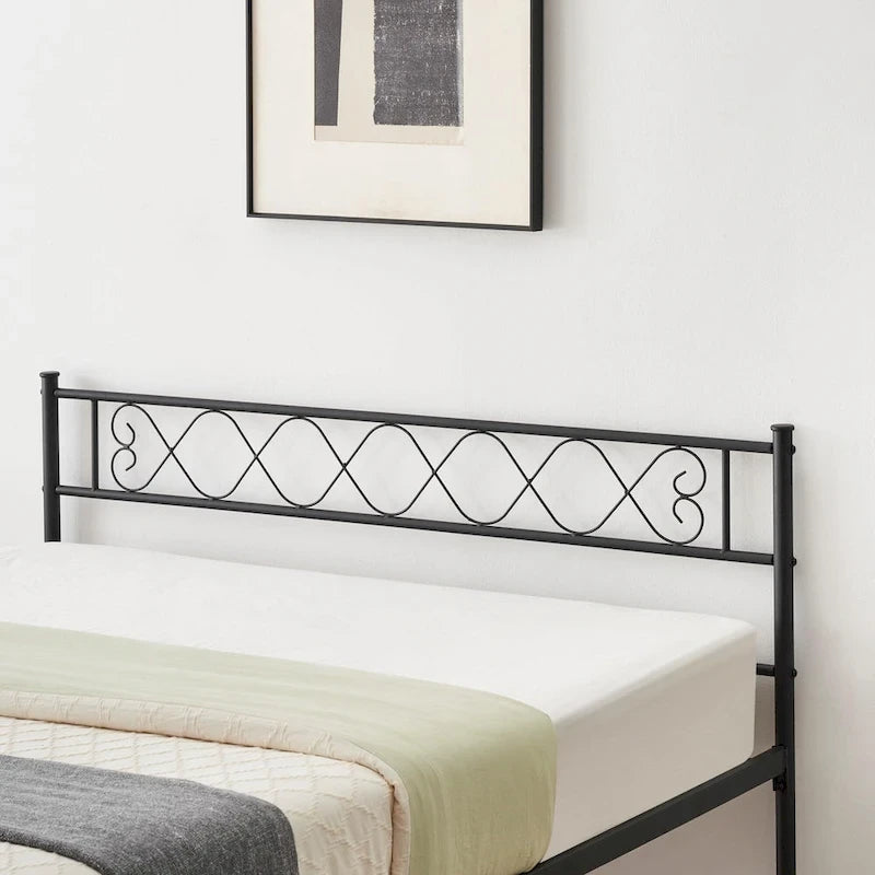 Platform Bed Frame with Iron-Art Sweet Heart