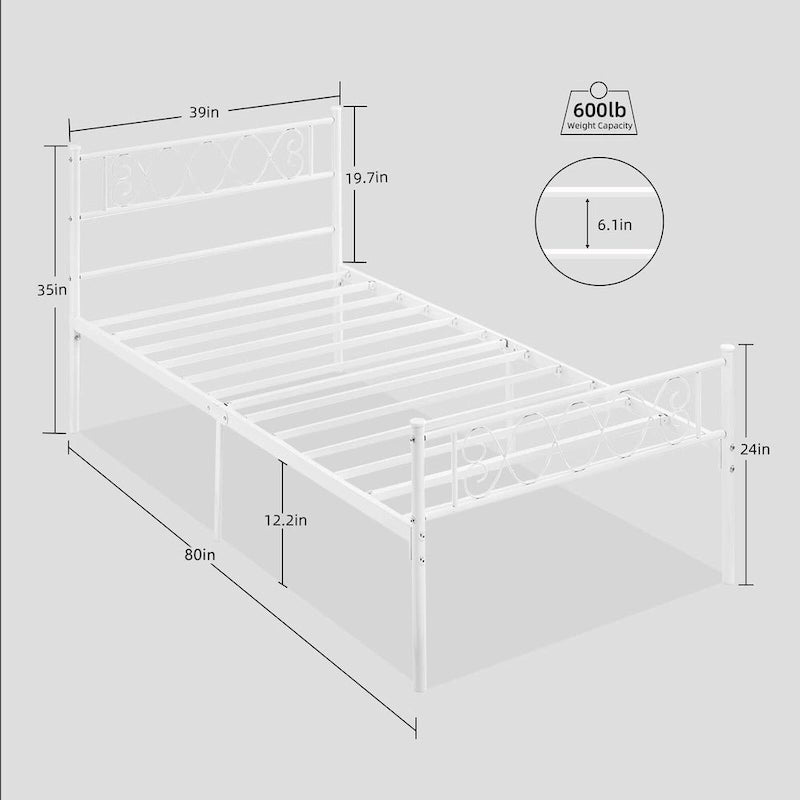 Platform Bed Frame with Iron-Art Sweet Heart