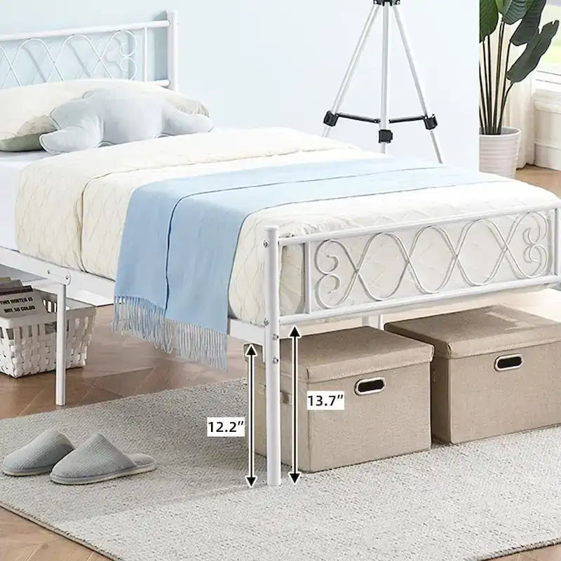 Platform Bed Frame with Iron-Art Sweet Heart