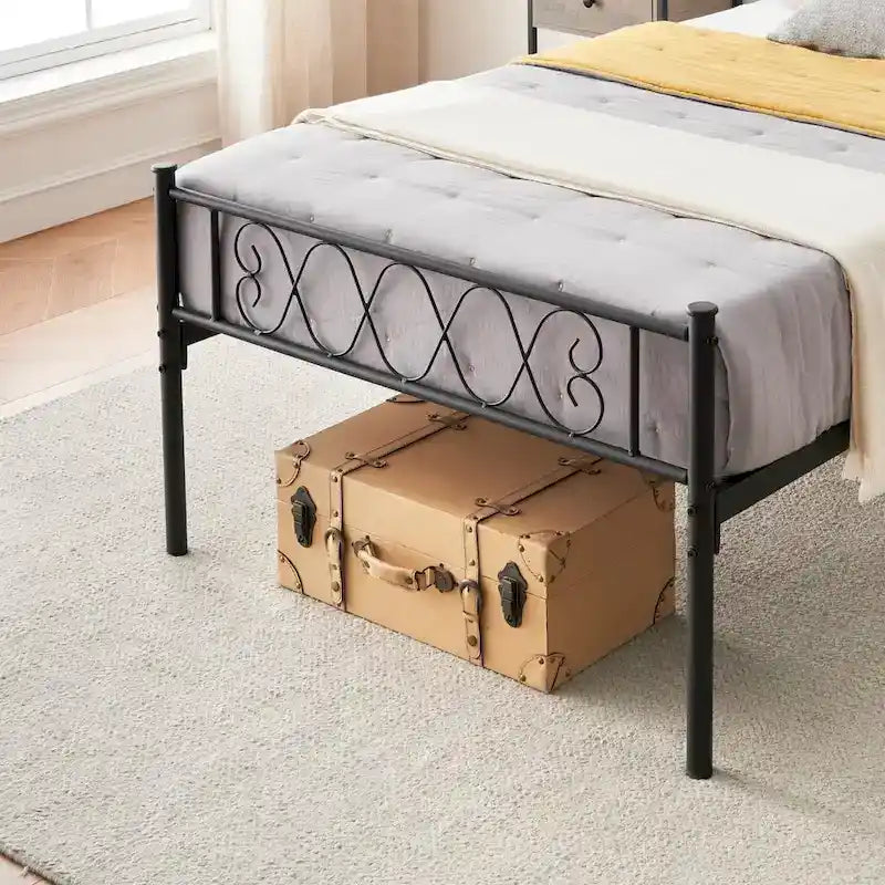 Platform Bed Frame with Iron-Art Sweet Heart