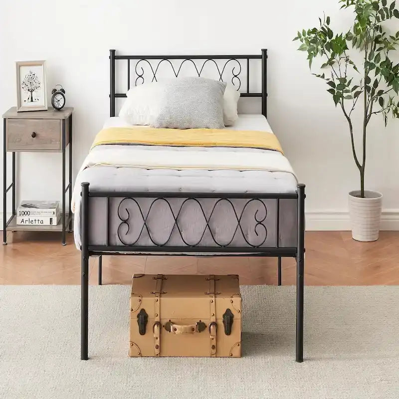 Platform Bed Frame with Iron-Art Sweet Heart