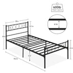 Platform Bed Frame with Iron-Art Sweet Heart