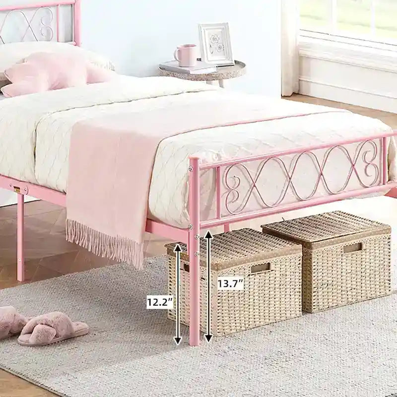 Platform Bed Frame with Iron-Art Sweet Heart