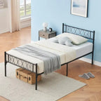Platform Bed Frame with Iron-Art Sweet Heart