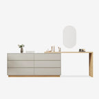55.2 Inch White Corner L-Shaped Dressing Table with 6 Drawers Perfect for Bedrooms or Study Rooms