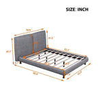 Upholstered Platform Bed w/Two Large Headrests& Thick Fabric,Polyester