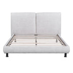 Upholstered Platform Bed w/Two Large Headrests& Thick Fabric,Polyester