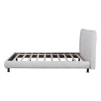 Upholstered Platform Bed w/Two Large Headrests& Thick Fabric,Polyester
