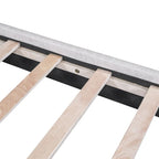 Upholstered Platform Bed w/Two Large Headrests& Thick Fabric,Polyester